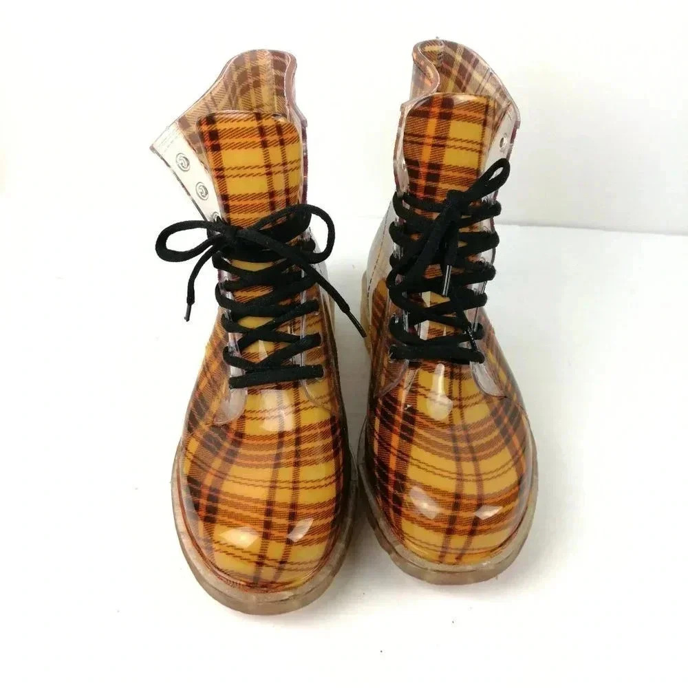 Henry Ferrera Womans Rain‎ Rubber Boots  Tartan Sz 10 Womans New York